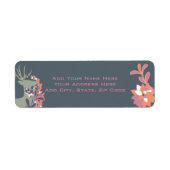 Floral Deer Orange und Rose Holiday Address Labels (Vorne)