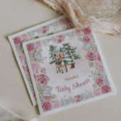 Floral Deer Snowflakes Baby Girl Dusche Serviette