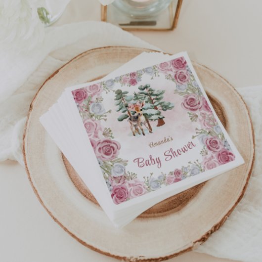 Floral Deer Snowflakes Baby Girl Dusche Serviette