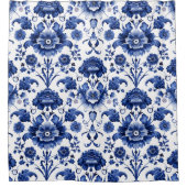 Floral Delft Blue Duschvorhang (Vorderseite)