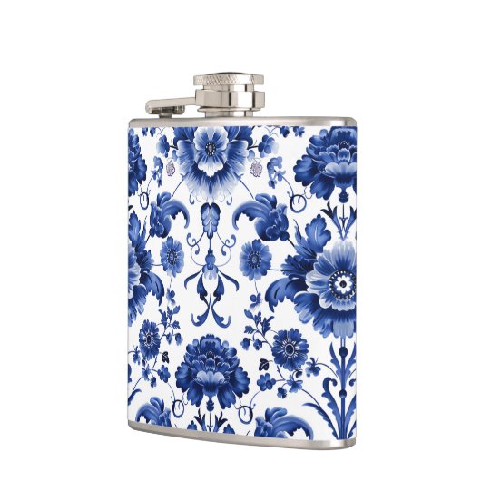 Floral Delft Blue Flachmann (Links)