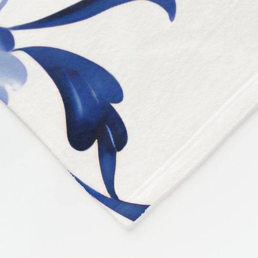 Floral Delft Blue Fleecedecke (Ecke)