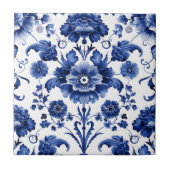 Floral Delft Blue Fliese (Vorderseite)
