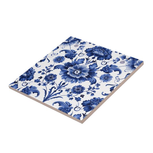 Floral Delft Blue Fliese (Seite)
