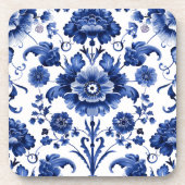 Floral Delft Blue Getränkeuntersetzer (Vorderseite)