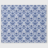 Floral Delft Blue II Geschenkpapier (Flach)