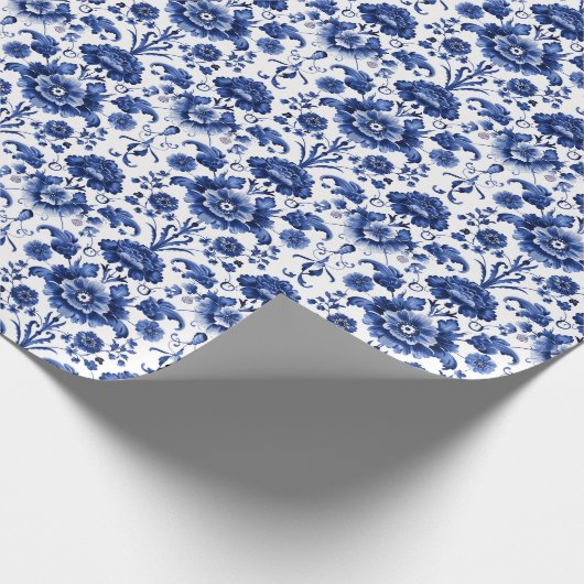 Floral Delft Blue II Geschenkpapier (Ecke)