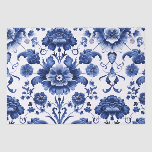 Floral Delft Blue Seidenpapier (Vorderseite)