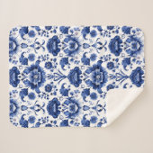 Floral Delft Blue Sherpadecke (Vorderseite (Horizontal))