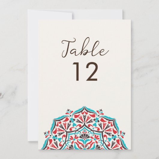 Floral Delight Mandala Hochzeitstisch Nummer Einladung (Vorderseite)