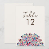 Floral Delight Mandala Wedding Table Number Einladung (Vorne/Hinten)