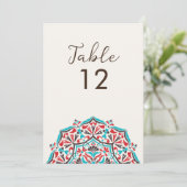 Floral Delight Mandala Wedding Table Number Einladung (Stehend Vorderseite)