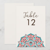Floral Delight Mandala Wedding Table Number Einladung (Vorne/Hinten)
