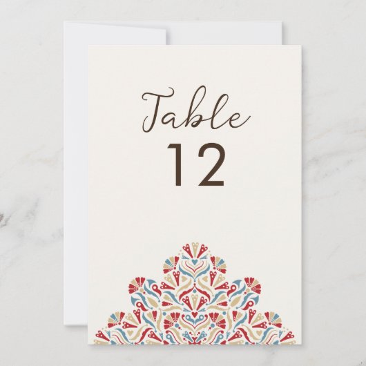 Floral Delight Mandala Wedding Table Number Einladung (Vorderseite)