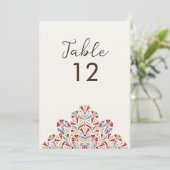 Floral Delight Mandala Wedding Table Number Einladung (Stehend Vorderseite)