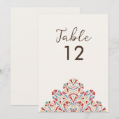 Floral Delight Mandala Wedding Table Number Einladung (Vorne/Hinten)