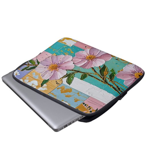 Floral Delight Notebook Laptopschutzhülle (Vorne Knopf)