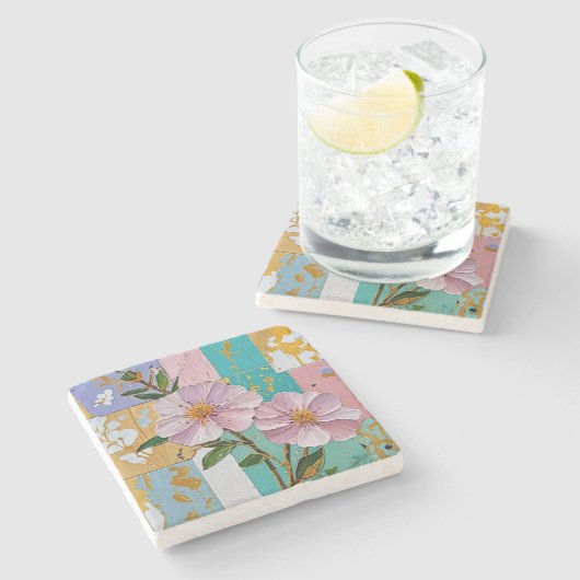 Floral Delight Notebook Steinuntersetzer (Seitenansicht)