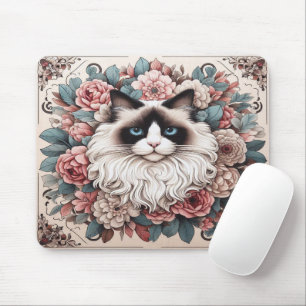 Floral Delight Ragdoll Cat, Niedlich Ragdoll Kitte Mousepad