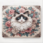 Floral Delight Ragdoll Cat, Niedlich Ragdoll Kitte Mousepad (Vorne)