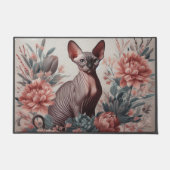 Floral Delight Sphynx Cat, Sphynx Blume Willkommen Fußmatte (Vorderseite)