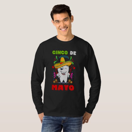 Floral Dental Tooth Cinco De Mayo Mexican Dentist T-Shirt (Vorne ganz)