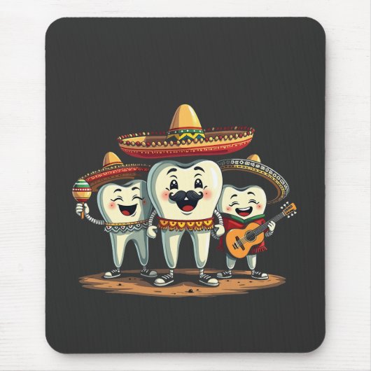 Floral Dental Tooth Funny Cinco De Mayo Mousepad (Vorne)