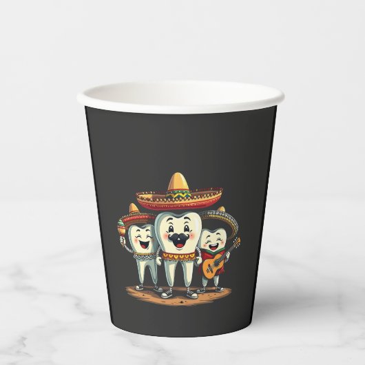 Floral Dental Tooth Funny Cinco De Mayo Pappbecher (Vorderseite)