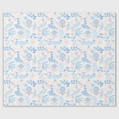 Floral design boho block print blue pink girly geschenkpapier (Flach)