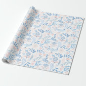 Floral design boho block print blue pink girly geschenkpapier (Ungerollt)