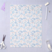 Floral design boho block print blue pink girly seidenpapier (Basteln)