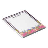 Floral Design Dunkelrote Weiße Name Notizbuch Notizblock (angewinkelt)