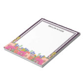 Floral Design Dunkelrote Weiße Name Notizbuch Notizblock (Rotiert)