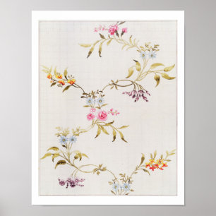 Floral design of carnations and roses for a silk m poster