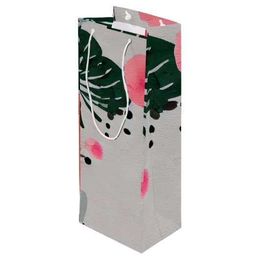 Floral Design Wine Bag Geschenktüte Für Weinflaschen (Rückseite Schrägansicht)