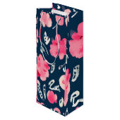 Floral Design Wine Bag Geschenktüte Für Weinflaschen (Rückseite Schrägansicht)