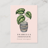 Floral Designer Logo Pink QR Code Social Media Visitenkarte (Vorderseite)