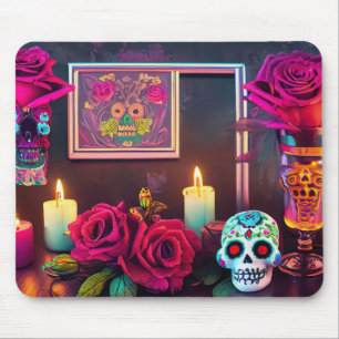 Floral Desk Deco for Dia de los Muertos Mousepad
