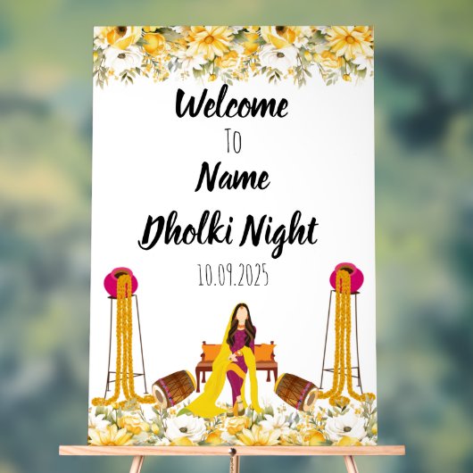 Floral Dholki night Acrylzeichen Acrylschild (Neutral)