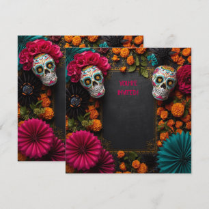 Floral dia de los muertos einladung