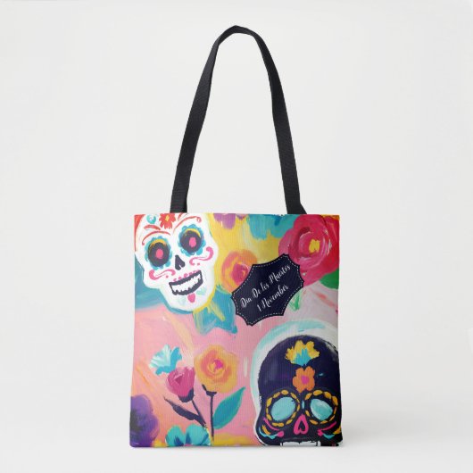 Floral Dia De Los Muertos Tasche (Vorderseite)