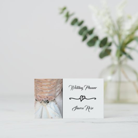 Floral Diamond White Wedding Planner Business Card Visitenkarte (Stehend Vorderseite)