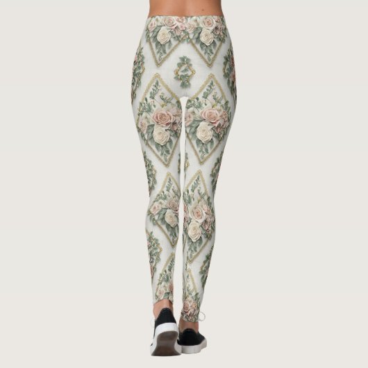 Floral Diamonds Pattern – Geometric Botanical  Leggings (Rückseite)