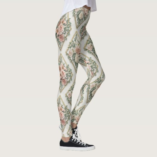 Floral Diamonds Pattern – Geometric Botanical Leggings (Rechts)