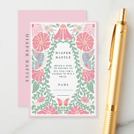 Floral Diaper Raffle Baby Shower Enclosure Card Begleitkarte