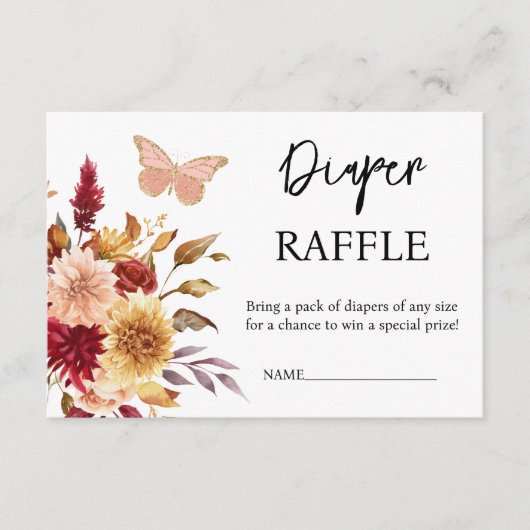 Floral Diaper Raffle Fall Babydusche Begleitkarte (Vorderseite)