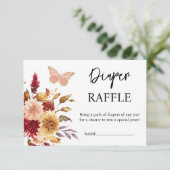 Floral Diaper Raffle Fall Babydusche Begleitkarte (Stehend Vorderseite)