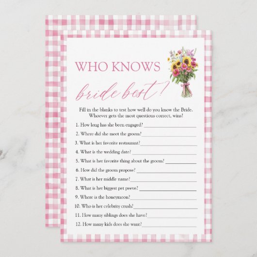 Floral, die das beste Brautparty-Spiel kennt Einladung (Vorne/Hinten)