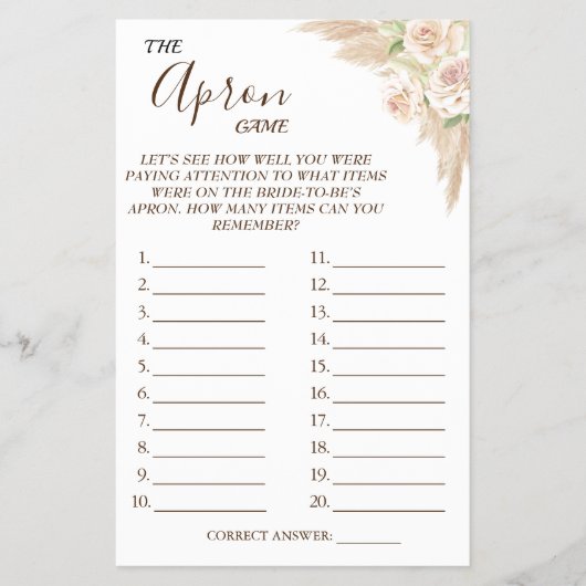 Floral Die Schürze Brautparty Spielkarte Flyer (Vorne)