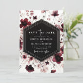 Floral Digital Burgundy Wedding Save The Date (Stehend Vorderseite)